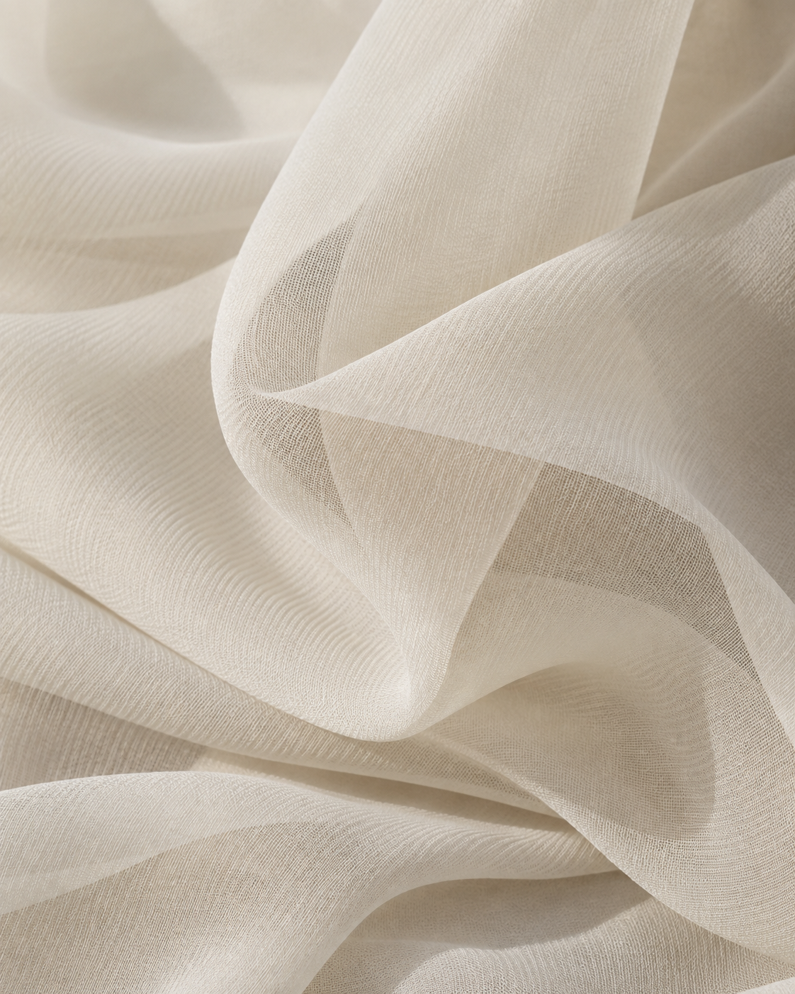 Ivory chiffon texture and airy folds